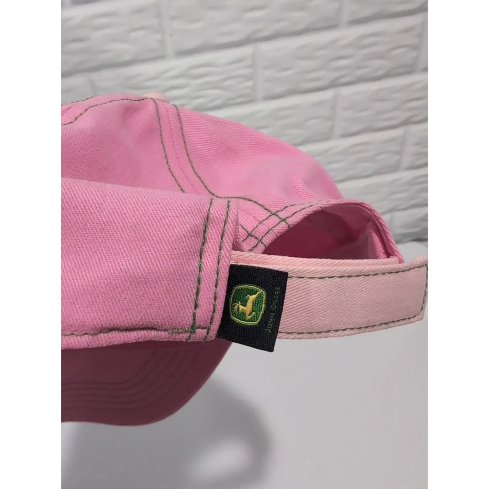 John Deere Pink Butterfly Baseball Cap Hat L/XL Adjustable Cotton Farm Outdoor